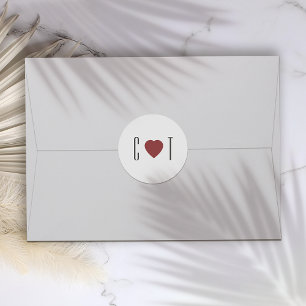 Minimalist Heart Bröllop Runt Klistermärke