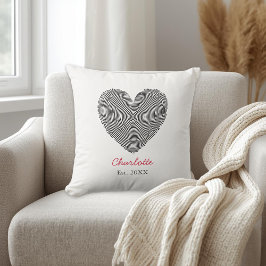Minimalist Heart Fingerprint Personalized Name Kudde
