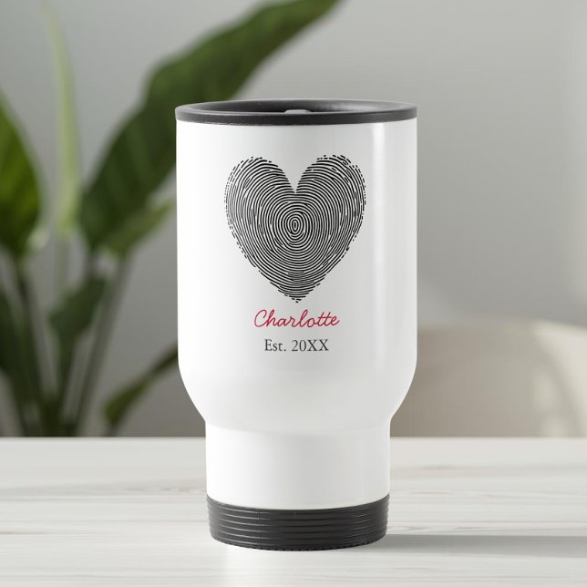 Minimalist Heart Fingerprint Personalized Name  Resemugg (Skapare uppladdad)