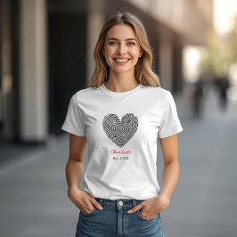 Minimalist Heart Fingerprint Personalized Name T Shirt