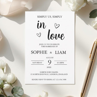 Minimalist Heart Wedding Invitation Inbjudningar