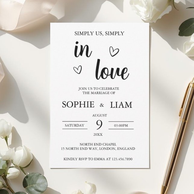 Minimalist Heart Wedding Invitation Inbjudningar (Skapare uppladdad)