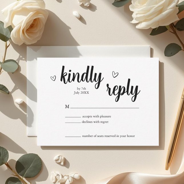 Minimalist Heart Wedding RSVP Card OSA Kort (Skapare uppladdad)