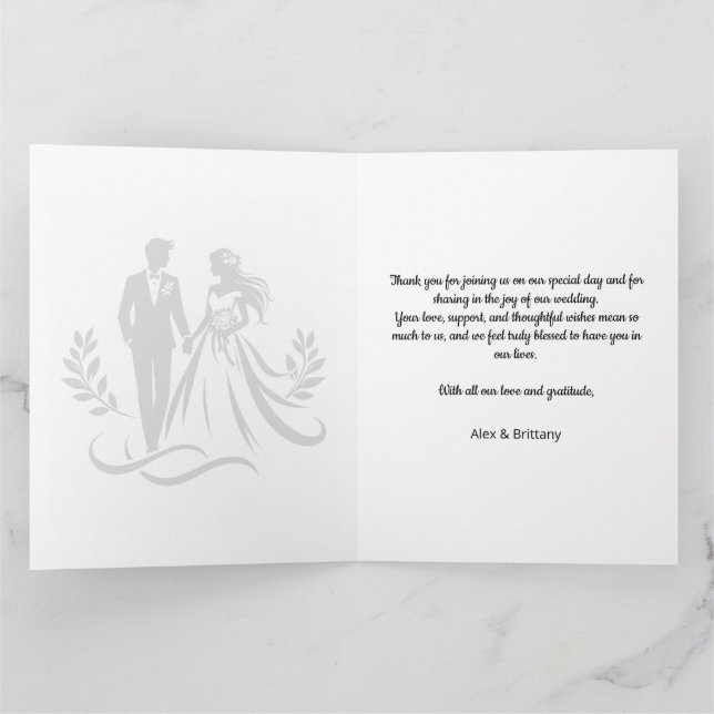 Minimalist Heart Wedding Thank You Card – Custom Tack Kort (Inuti)