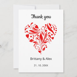Minimalist Heart Wedding Thank You Card – Custom Tack Kort