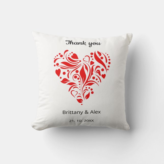 Minimalist Heart Wedding Thank You – Custom Kudde (Framsida)