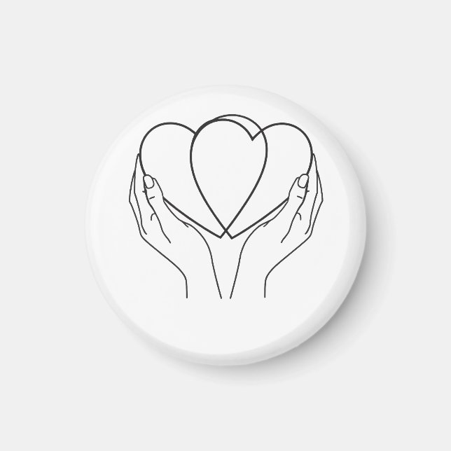 Minimalist Hearts & Hands Line Art Pillow Magnet (Framsidan)