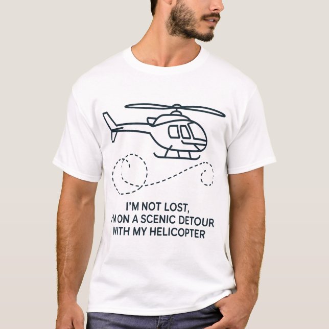 Minimalist Helicopter Line Art  T Shirt (Framsida)
