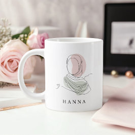 Minimalist Hijab Line Art Jumbo 20oz Mug | Modern Jumbo Mugg