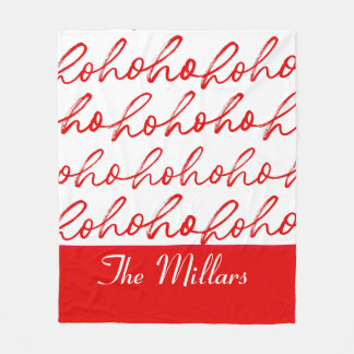 Minimalist Ho Ho Ho Text Red Helgdag Mönster Julaf Fleecefilt