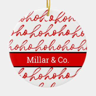 Minimalist Ho Ho Ho Text Red Helgdag Mönster Julaf Julgransprydnad Keramik