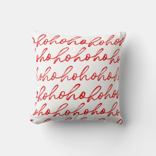 Minimalist Ho Ho Ho Text Red Helgdag Mönster Julaf Kudde