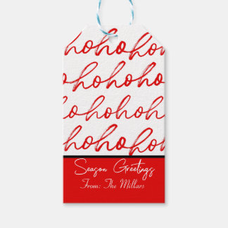 Minimalist Ho Ho Ho Text Red Helgdag Mönster Julaf Presentetikett