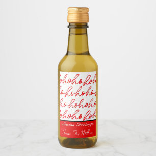 Minimalist Ho Ho Ho Text Red Helgdag Mönster Julaf Vinetikett