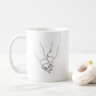 Minimalist Holding Hands Line Art Coffee Mug - Rom Kaffemugg