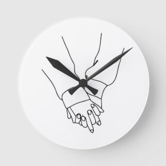 Minimalist Holding Hands Line Art Wall Clock - Mod Rund Klocka