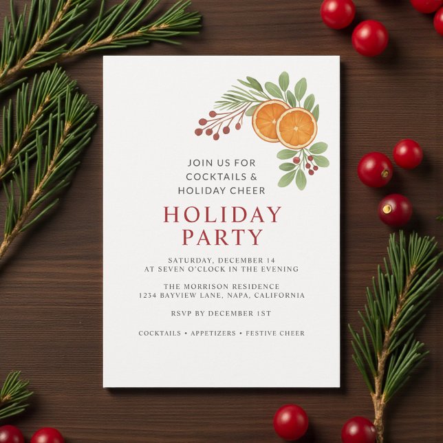 Minimalist Holiday Party Christmas Invitation Julkort (Skapare uppladdad)