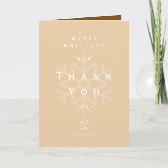 Minimalist Holiday Thank You Business Beige Brown Tack Kort (Framsida)