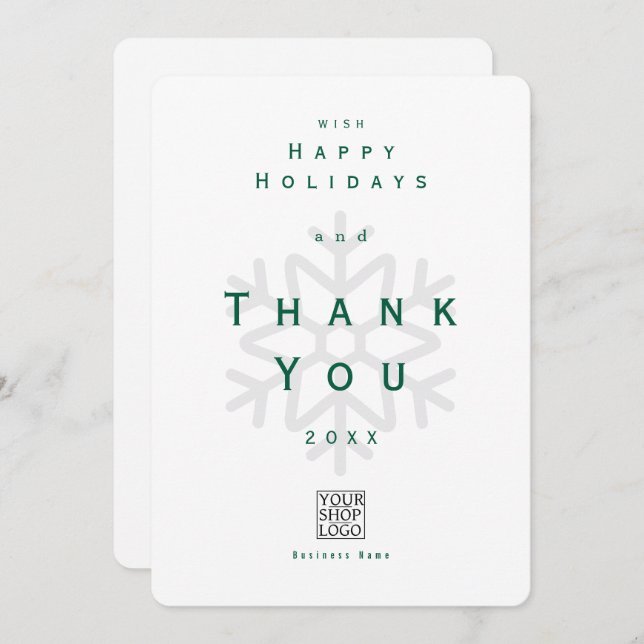 Minimalist Holiday Thank You Business White Tack Kort (Fram/baksida)