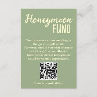 Minimalist Honeymoon Fund QR Code Wedding Tilläggskort