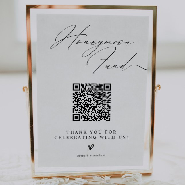 Minimalist Honeymoon Fund Sign with QR Code Poster (Skapare uppladdad)
