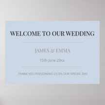 Minimalist Horizontal Wedding Dusky Blue