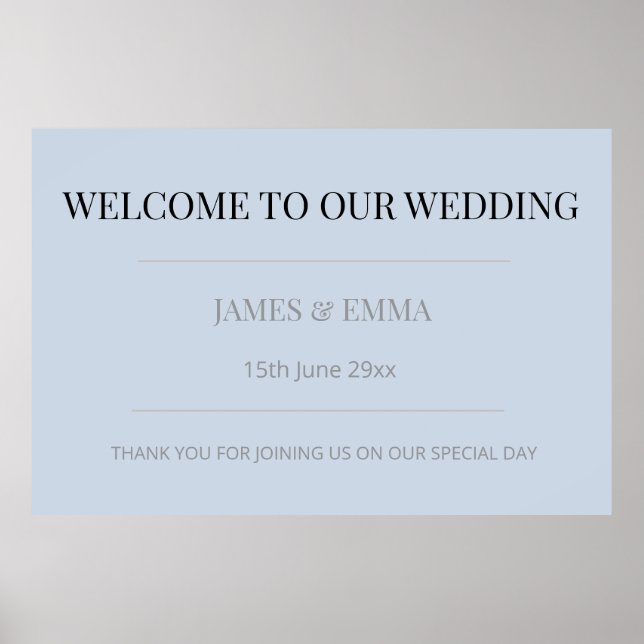 Minimalist Horizontal Wedding Dusky Blue Poster (Framsidan)