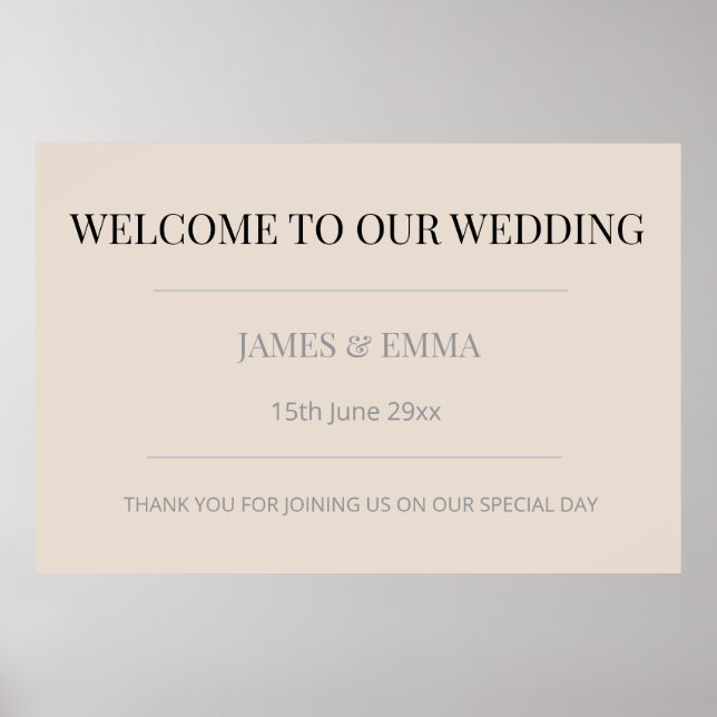 Minimalist Horizontal Wedding Soft Latte Poster (Framsidan)