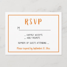 Minimalist Höst RSVP Orange Höst Bröllopsfest Inbjudan Vykort