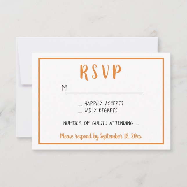 Minimalist Höst RSVP Orange Höst Bröllopsfest OSA Kort (Framsida)