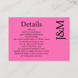 Minimalist Hot Pink Magenta Enclosure Details Card Tilläggskort