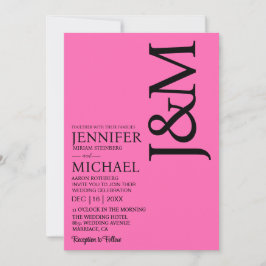 Minimalist Hot PInk Magenta QR Code Wedding Inbjudningar