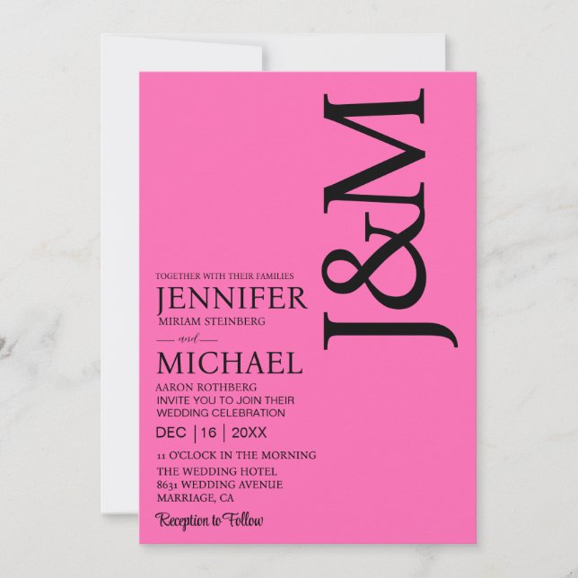 Minimalist Hot PInk Magenta QR Code Wedding Inbjudningar (Framsida)