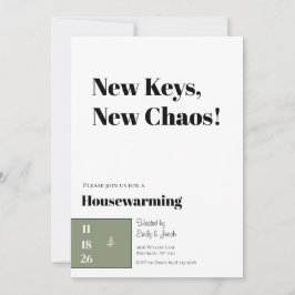 Minimalist Housewarming Invitation Olive Green Julkort