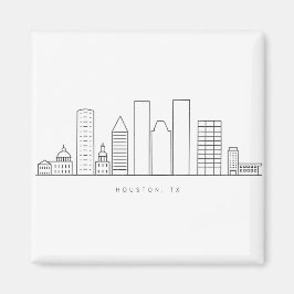 Minimalist Houston City Skyline Illustration Magnet