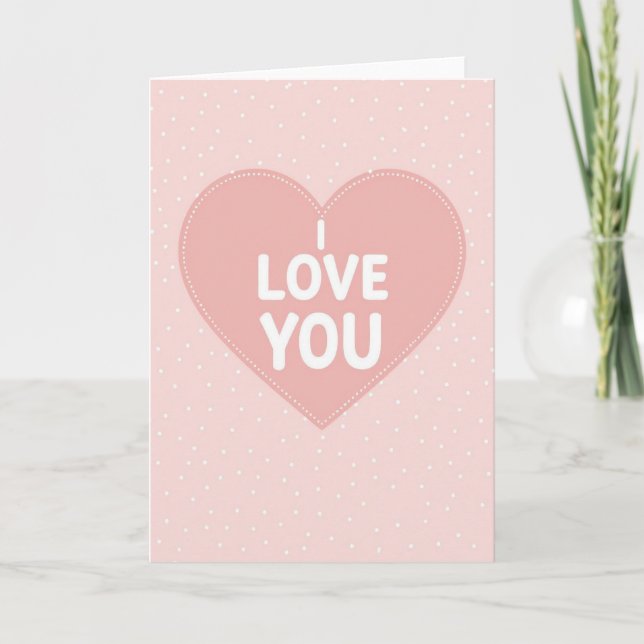 Minimalist I Love You Glitter Dot Card Kort (Framsida)