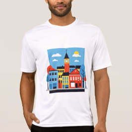 Minimalist illustration of European houses T Shirt