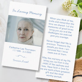 Minimalist In Loving Memory Photo Prayer Card Visitkort