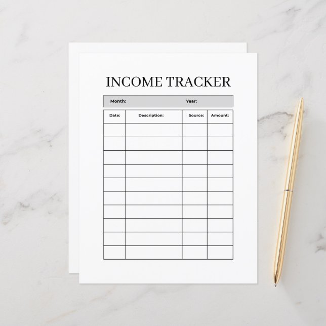 Minimalist Income Tracker FLYER (Fram/Back In Situ)