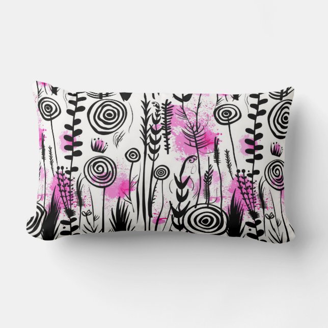 Minimalist Inky Petals Mönster Lumbarkudde (Framsida)