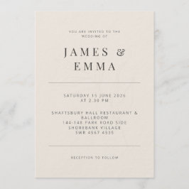 Minimalist Invitation Botanical Soft Beige Inbjudningar
