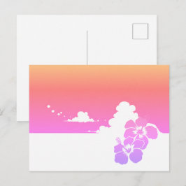 Minimalist Ipanema Beach Hibiscus & Summer Clouds Vykort