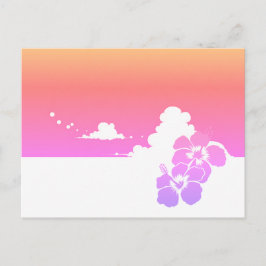 Minimalist Ipanema Beach Hibiscus & Summer Clouds Vykort