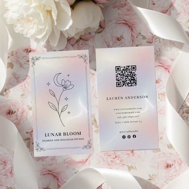 Minimalist Iridescent Business Card with QR Code  Visitkort (Skapare uppladdad)