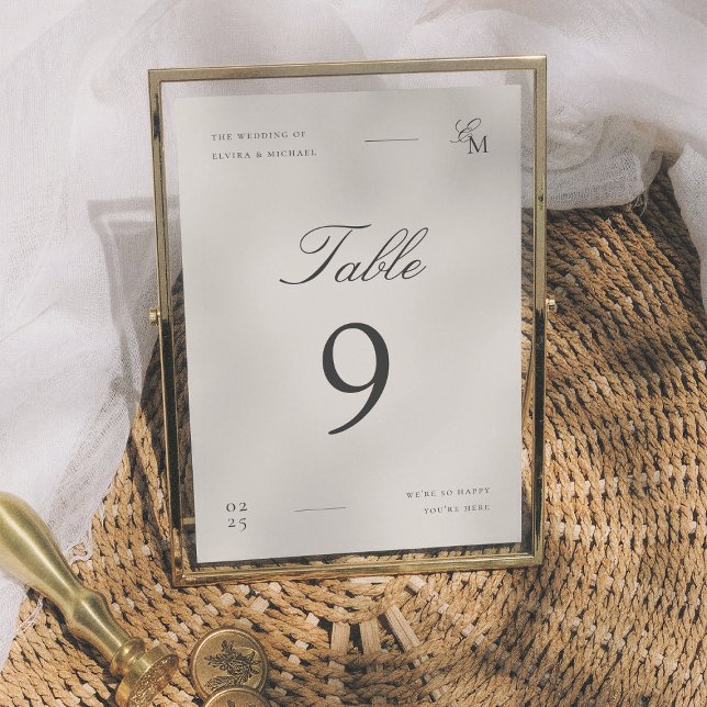 Minimalist Ivory Editorial Wedding Table Number Bordsnummer (Skapare uppladdad)