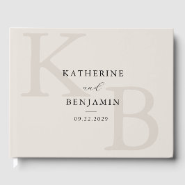 Minimalist Ivory Monogram Modern Wedding Gästböcker