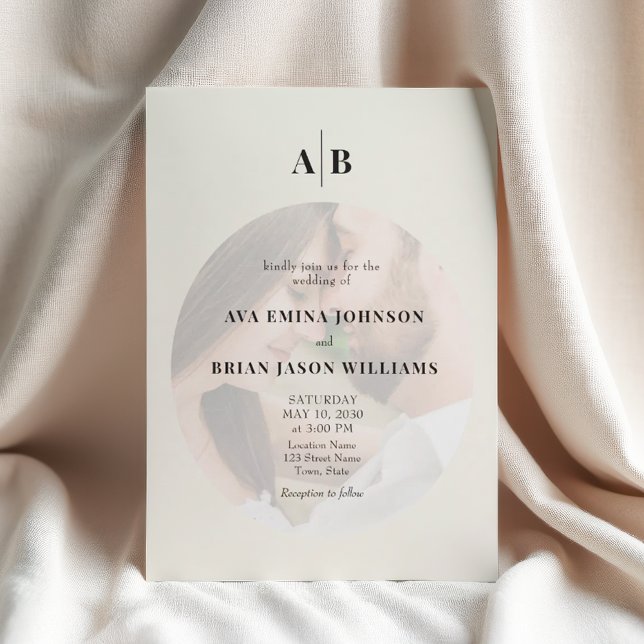 Minimalist Ivory Photo Editorial Wedding Inbjudningar (Skapare uppladdad)