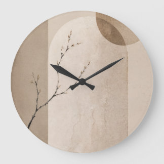 Minimalist Japandi Neutral Arch Branch Clock Stor Klocka