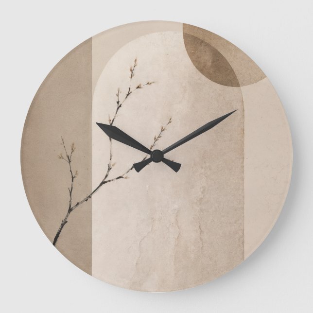 Minimalist Japandi Neutral Arch Branch Clock Stor Klocka (Framsida)