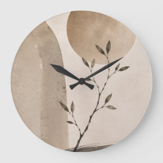 Minimalist Japandi Watercolor Branch Clock Stor Klocka